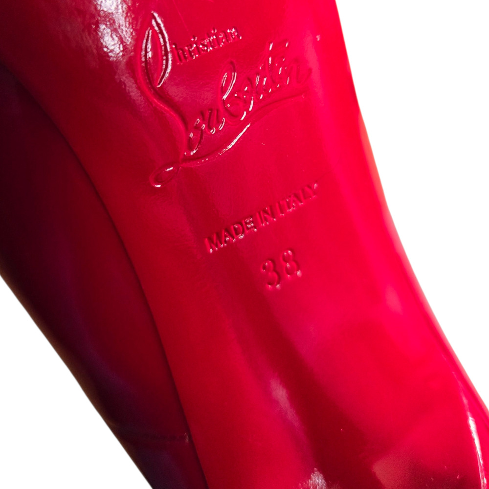 Christian Louboutin Patent Leather Pointed-Toe Stiletto Pumps in Red - Picture 11 of 15